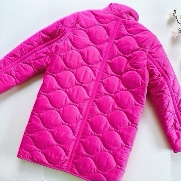 J.Crew Quilted Cocoon Primaloft Puffer Jacket Neon Fuchsia - Picture 6 of 9